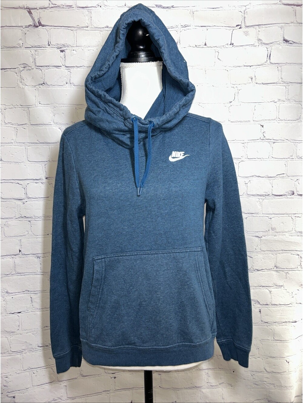 Nike Sportswear Club Fleece Womens Small Blue Funnel Neck Hoodie 853928-474